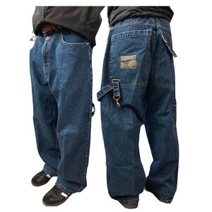 Vintage y2k Paco Jeans Mens 36x30 Blue Denim Baggy Cargo Carpenter Pants Wide